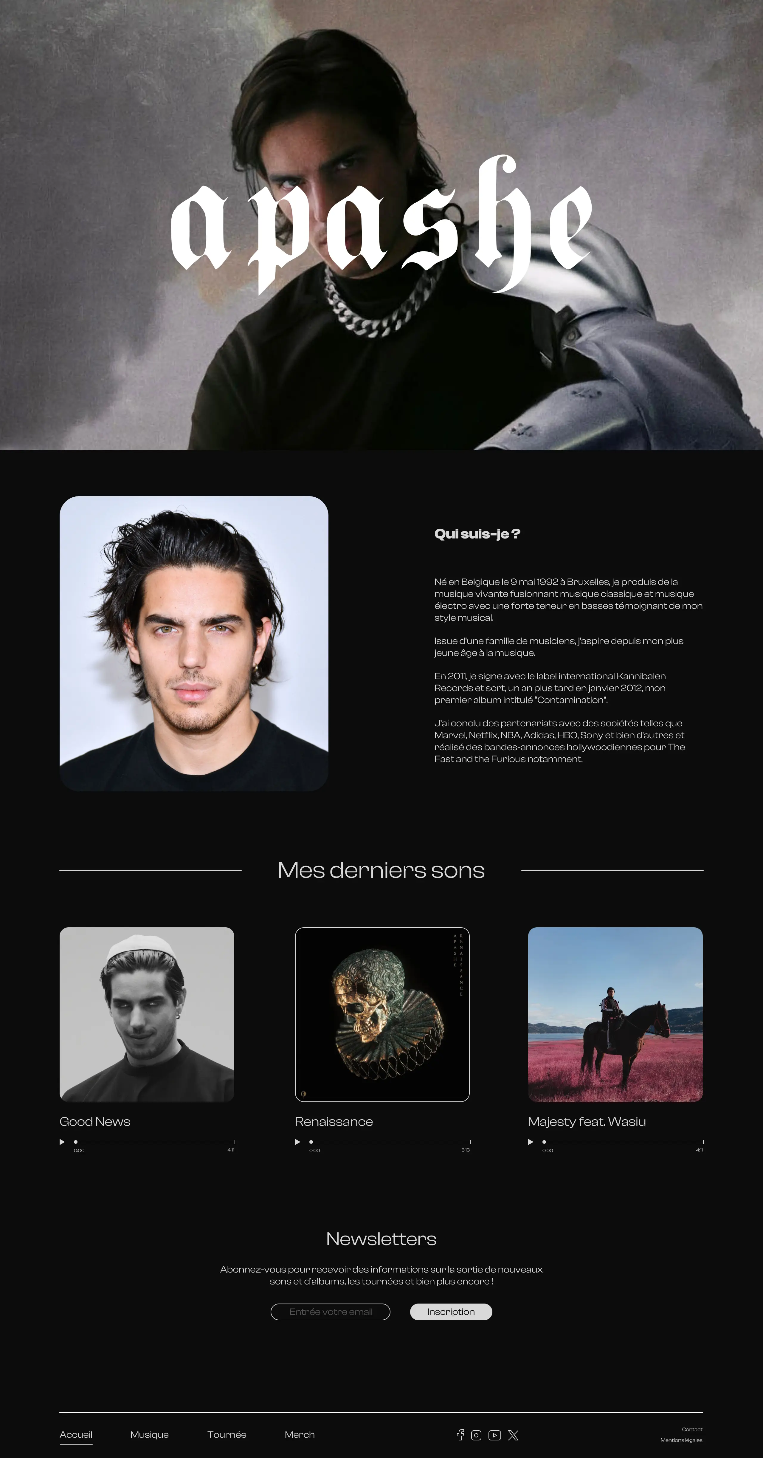 Page d'accueil du site Internet Apashe