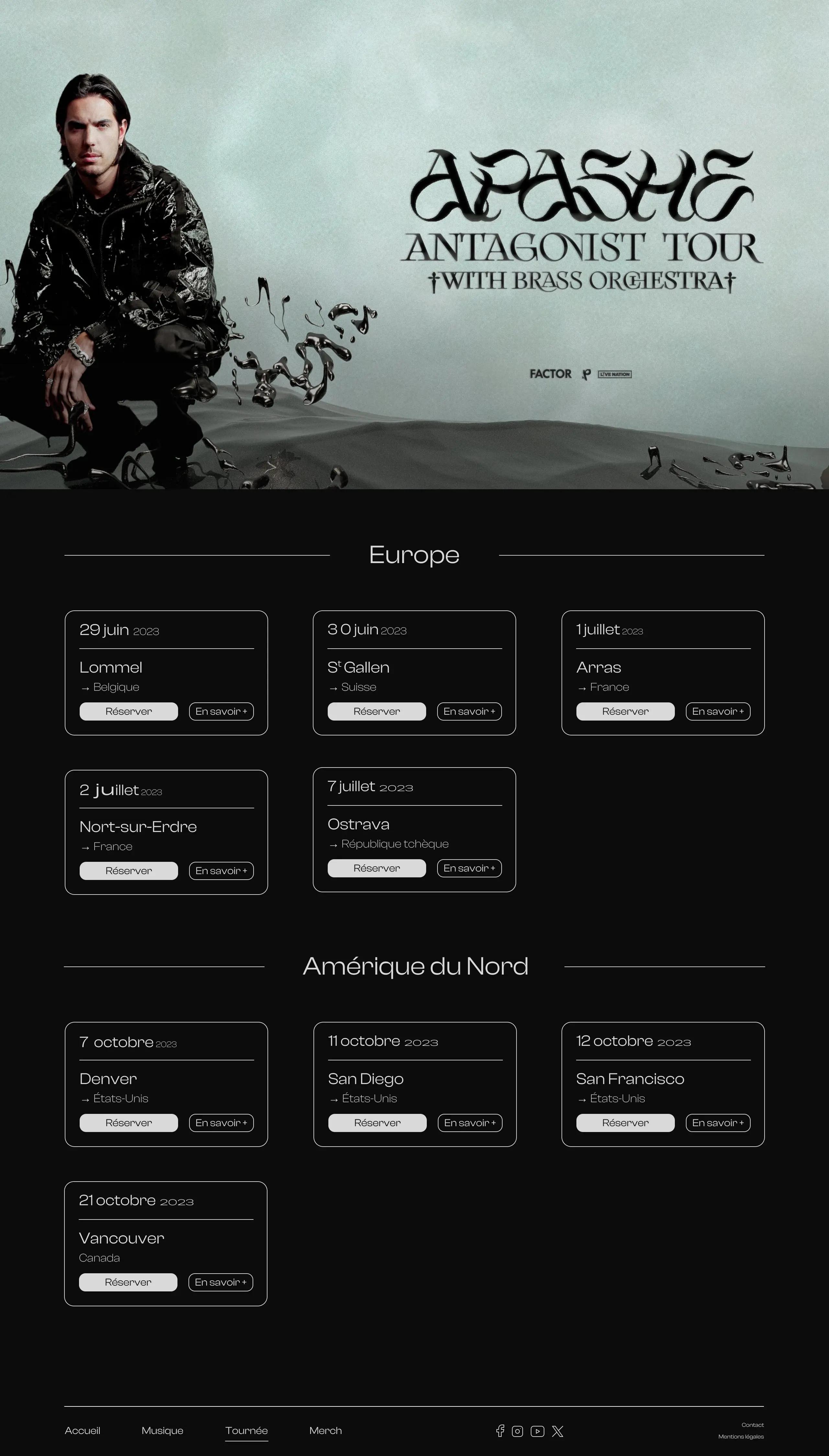 Page boutique du site Internet Apashe