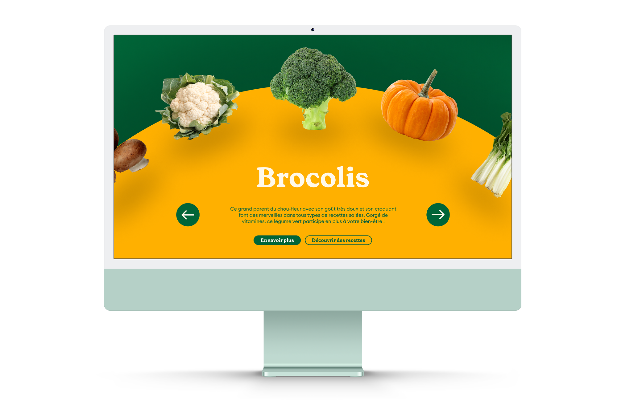 Mise en situation du site Internet des légumes de saison du label Agriculture Biologique.